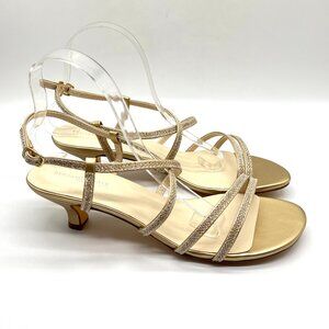Touch Ups Womens Size 10M Maisie Champagne Gold Kitten Heel Dress‎ Sandals Shoes